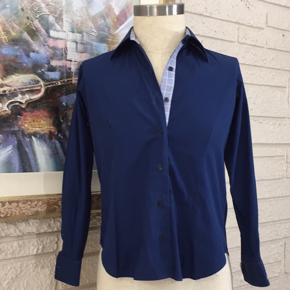 🌹From Collars To Cuffs Striped Trim Button Front Shirt Top